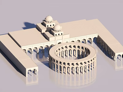 Classical Architectural Model Design Featuring Domes Arches And Circular Colonnade Structure 3d model