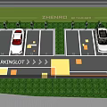 ZHENRO Parking Lot With Organized Spaces Red White Vehicles And Directional Arrows