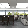 Spacious Conference Room With Long Table Black Chairs Blue Backdrop And Ceiling Lights 3d model