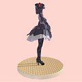 Anime Maid Character Standing With Butterfly On Brick Base Pink Background