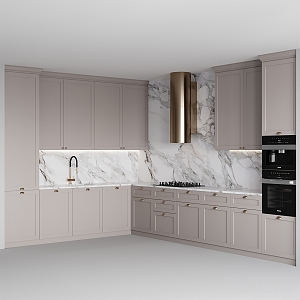 European-style solid wood cabinet open kitchen 3d model