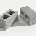 Concrete Building Blocks With Rectangular And Tapered Cavities For Construction Projects 3d model