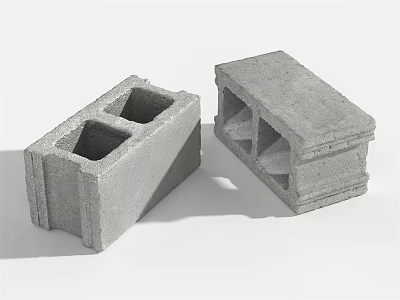 Concrete Building Blocks With Rectangular And Tapered Cavities For Construction Projects 3d model