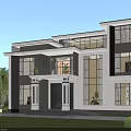 Modern Detached Villa Exterior With Large Glass Windows And Balcony Design