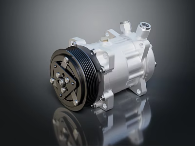 Automotive AC Compressor with Metal Housing Pulley and Bolt Mechanical Structure 3d model