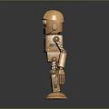 Copper Colored Robot Game And Movie Character With Green Eyes Mechanical Design And Panel Details