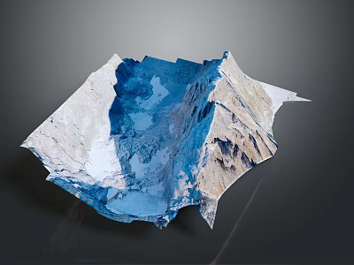 3D Terrain Model Featuring Mountain Range With Snow Covered Peaks And Blue Lake 3d model