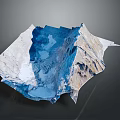 3D Terrain Model Featuring Mountain Range With Snow Covered Peaks And Blue Lake