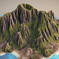 Natural Garden Landscape With Lush Green Mountain Slopes And Blue Water Bodies