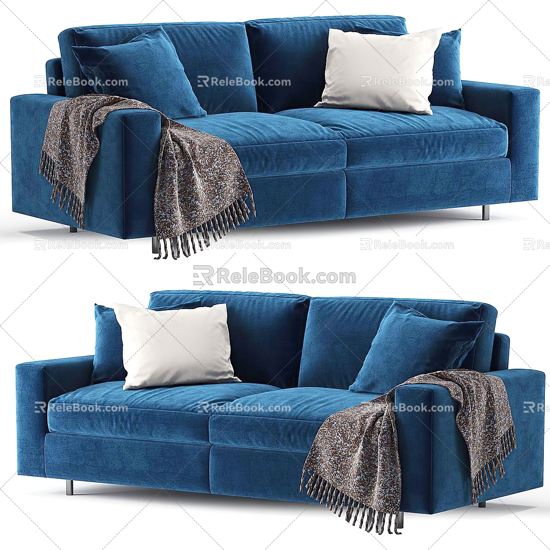 Double sofa sofa flannel sofa 3d model