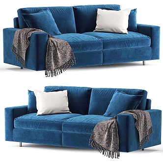 Double sofa flannel sofa 3d model