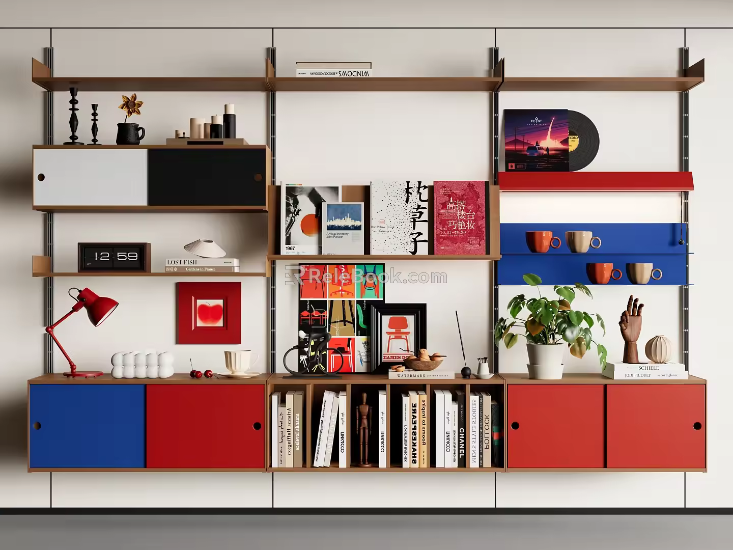 Modern Middle Ancient Bookshelf Orbit Bookshelf Wall Hanging Bookshelf Storage Rack Memphis Bauhaus 3d model