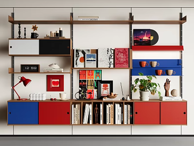 Modern Middle Ancient Bookshelf Orbit Bookshelf Wall Hanging Bookshelf Storage Rack Memphis Bauhaus 3d model
