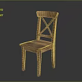 Rustic Wooden Chair Design With Cross Back Straight Legs And Wood Grain