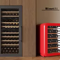 Modern Black Built in and Red Freestanding Wine Coolers With Multiple Bottle Racks