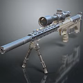 Modern Tactical Sniper Rifle With Long Barrel High Power Scope And Tripod Stand
