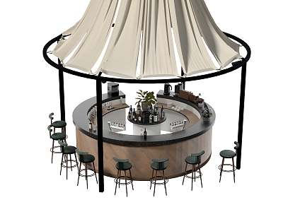 Camping coffee round console 3d model