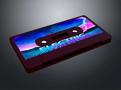 Retro Cassette Tape With Colorful Electric Design And Neon Starry Patterns 3d model