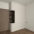 Contemporary White Wardrobe Design With Multiple Cabinet Doors Drawers And Open Shelves