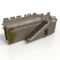 Detailed Great Wall Model Featuring Stone Brick Structure Stone Steps Crenellations And Archway 3d model