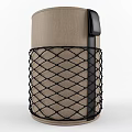 Modern Beige Ottoman With Black Handle And Functional Black Mesh Base 3d model