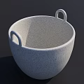 White Speckled Cookware Bowl With Dual Handles And Textured Exterior