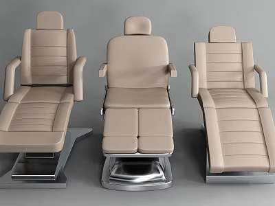 Three Different Designed Beige Massage Chairs With Metal Base And Comfortable Seats 3d model