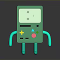 Green Cartoon Style Computer Device With Screen Buttons Simple Face And Blue Arms Legs