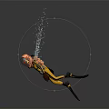 Yellow Suited Diver Character With Copper Helmet Exploring Underwater Marine Life
