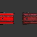 Two Red Portable Industrial Generators With Wheels Control Panels And Metal Frames