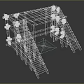 Wooden Construction Component With Elevated Platform And Staircase Structure