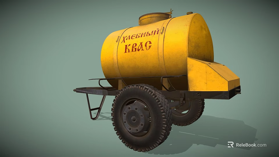 Yellow Tanker Truck Displaying KVAG and Aleksandriya Lettering with Large Wheels 3d model 
