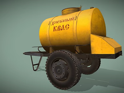Yellow Tanker Truck Displaying KVAG and Aleksandriya Lettering with Large Wheels 3d model