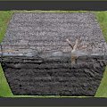 Traditional Thatched Roof Hut With Wooden Pillars On Grass And Sand Base