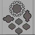 Ornate Decorative Mirrors With Various Geometric Shapes And Black Frames On White Wall