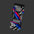 Sleek Race Car With Colorful Geometric Livery And Rear Wing Design