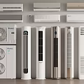 Different Types of Air Conditioners and Fans with Modern Designs on