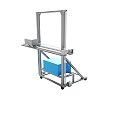 Mobile Industrial Metal Frame Structure With Blue Control Box And Wheels 3d model