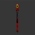 Red Multi Functional Hardware Tool Featuring Metal Plier Scissors And Black Hook Handle 3d model