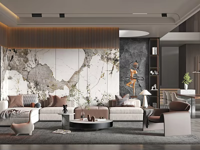 Modern Guest Dining Room Living Room 3d model