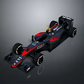 Black and Red McLaren Formula 1 Car With Streamlined Design Large Tires and Driver