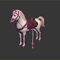 White Horse Figure With Decorative Saddle Bridle And Hanging Sword