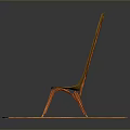 Unique Wooden Chair With Slim Backrest And Three Legs On Wooden Platform