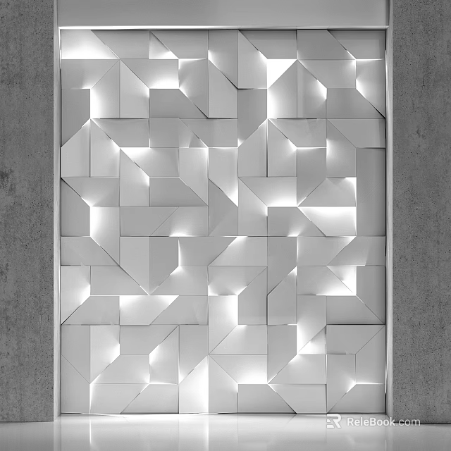 Geometric Patterned Wall Design With 3D Fold Details And Light Reflections 3d model 
