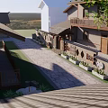 Rural Self Built House With Traditional Tiled Roof Courtyard And Stone Path