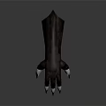 Dark Leather Clawed Glove With Sharp Metal Talons And Textured Surface