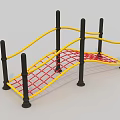 Colorful Climbing Playground Equipment With Yellow Rails Red Net And Black Posts