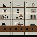Middle Style Cabinet Rack Middle Style Bookshelf Cabinet Rack Decorative Ornaments 3d model
