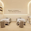 Serene Beauty Salon Interior With Massage Beds And Skincare Products