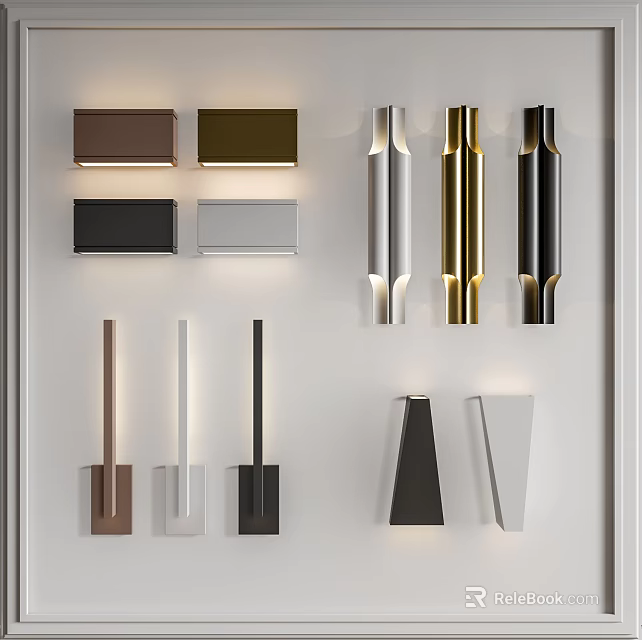 Various Modern Wall Sconces With Different Colors And Stylish Designs 3d model